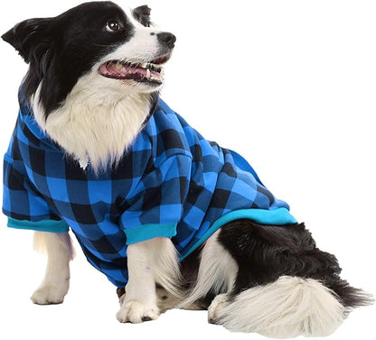 KOOLTAIL Plaid Dog Hoodie Pet Clothes Sweater with Hat and Pocket for Small Medium Large Size Dogs