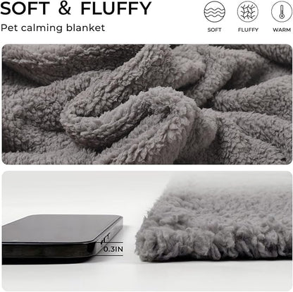 1 Pack 3 Calming Blankets Fluffy Premium Fleece Pet Blanket Soft Sherpa Throw for Dog Puppy Cat Grey Large (41" x31'')