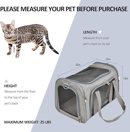 Henkelion Large Dog Cat Carriers Puppies up to 25Lbs, Big Dog Carrier Soft Sided, Collapsible Travel Puppy Carrier - Large - Grey