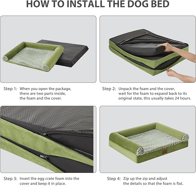 WNPETHOME Dog Beds for Large Dogs, Orthopedic Sofa Dog Bed Mat Pillow with Removable Waterproof Cover, Egg-Foam Dog Crate Bed for Medium Large Dogs