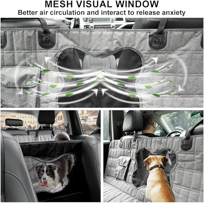 PLUTUS PET Dog Car Seat Cover for Back Seat with Side Flaps and Mesh Window