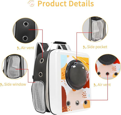 Travel Cat Carrier Backpack with Bubble -FX10, Pet Backpack Carriers for Cats and Dogs, Expandable Cat Backpack with Bubble, Airline Approved Pet Carrier,White Color