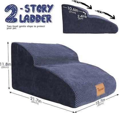 Topmart High Density Extended Foam Dog Ramp&Steps 2 Tiers 11.8" High,Non-Slip