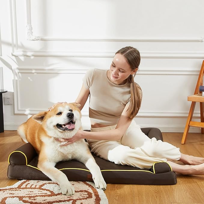 Hygge Hush 100% Waterproof Dog Bed 42"x30", Brown)