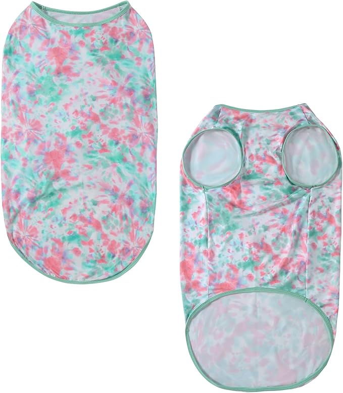 Dog Tie dye Sleeveless T Shirt Green Red Printed Dogs Vest Shirt Pajamas Breathable Stretchy Summer Clothes for Extra large Dog Boys Girls（3X-Large,Green）