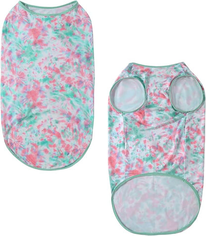 Dog Tie dye Sleeveless T Shirt Green Red Printed Dogs Vest Shirt Pajamas Breathable Stretchy Summer Clothes for Extra large Dog Boys Girls（3X-Large,Green）