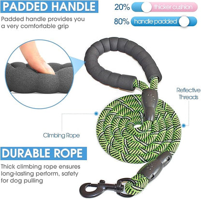 BAAPET 2/4/5/6 FT Dog Leash with Comfortable Padded Handle and Highly Reflective Threads for Small Medium and Large Dogs (5FT-1/2''
