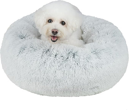 Best Pet Supplies Round Donut Dog Bed with Plush Faux Fur Fabric 27x27x7.5''