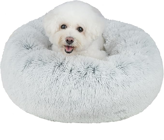 Best Pet Supplies Round Donut Dog Bed with Plush Faux Fur Fabric 24x24x7''