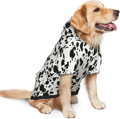 Halloween Dalmatian Dog Costume, Cute Animal Dalmatians Print Winter Clothes Sweaters for Halloween Cosplay Autumn Pets' Wear Dog Winter Hoodies with Pocket for Medium Large Dogs L