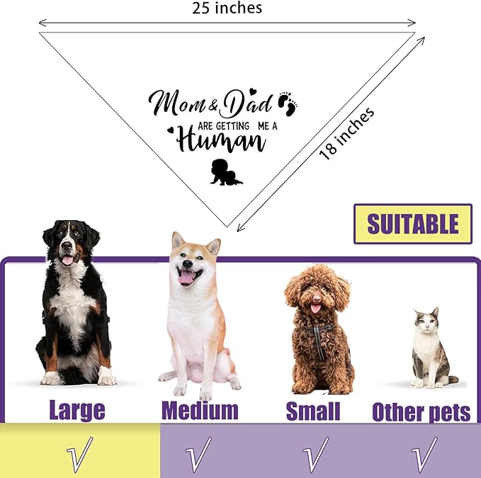 Mom&Dad are Getting Me a Human Dog Bandanas, Pregnancy Announcement Dog Bandanas, Pregnancy Reveal Ideas, Gender Reveal Photo Prop Pet Scarf Accessories (White)