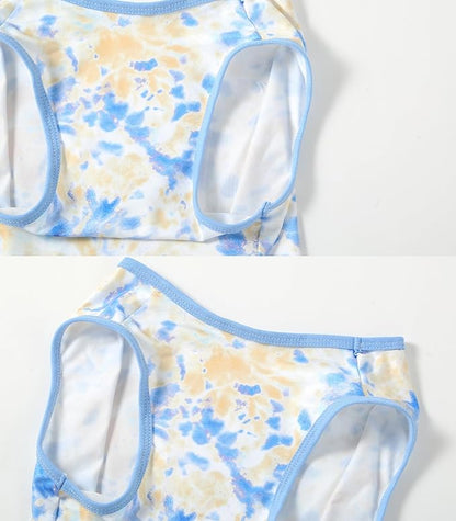 Dog Tie dye Sleeveless T Shirt Yellow Blue Printed Dogs Vest Shirt Pajamas Breathable Stretchy Summer Clothes for Extra large Dog Boys Girls（2X-Large,Yellow）