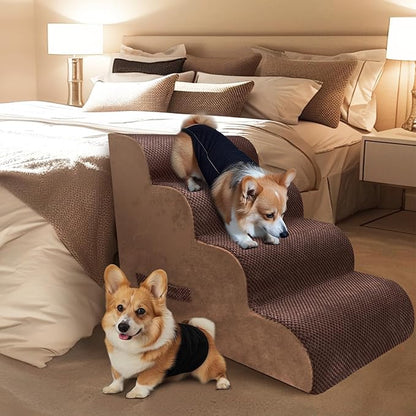 PAWSCART Dog Stairs for Small Dogs 19.6” H 30D Material 4-Step Dog