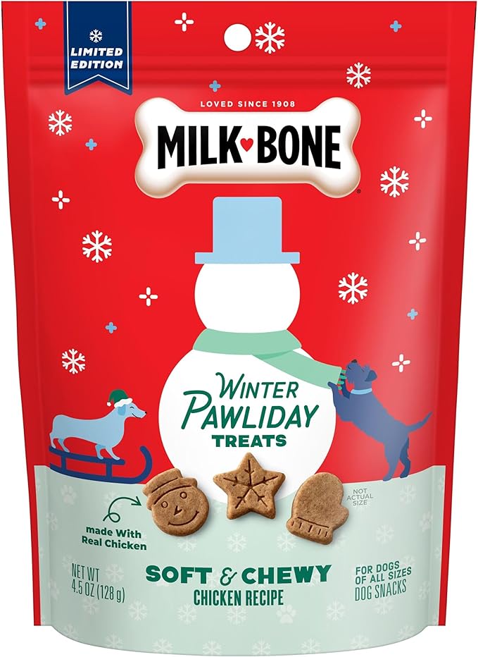 Milk-Bone Winter Pawliday Soft & Chewy Dog Treats, Chicken Recipe, 4.5 Ounce (Pack of 1)