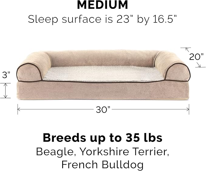 Furhaven Orthopedic Dog Bed for Medium/Small Dogs w/ Removable Bolsters & Washable Cover 35 lbs