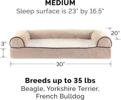 Furhaven Orthopedic Dog Bed for Medium/Small Dogs w/ Removable Bolsters & Washable Cover 35 lbs