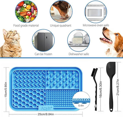 Licking Mat for Dogs & Cats 2 Pack, Slow Feeder Lick Pat for Large Dogs and Puppies, Anxiety Relief Dog Toys Feeding Mat for Butter Yogurt Peanut, Pets Bathing Grooming Training Mat (9.9'' × 6'')