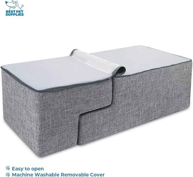 Made in USA Foldable Pet Steps/Stairs with CertiPUR-US Certified Foam by Best Pet Supplies 4-Steps (H: 22"), Model:STF241-L