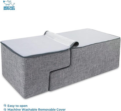 Made in USA Foldable Pet Steps/Stairs with CertiPUR-US Certified Foam by Best Pet Supplies 4-Steps (H: 22"), Model:STF241-L