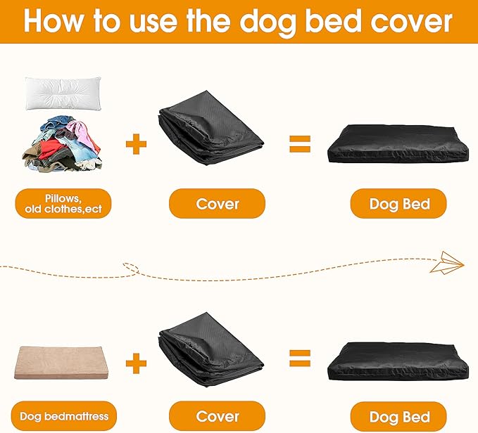 POMER Dog Bed Cover,36 inch Waterproof Bed Covers for Dog/Cat Replacement Washable Chew Proof Pet Bed Covers for Pet Mat Bed with Zipper - 36" Lx27 Wx3 H