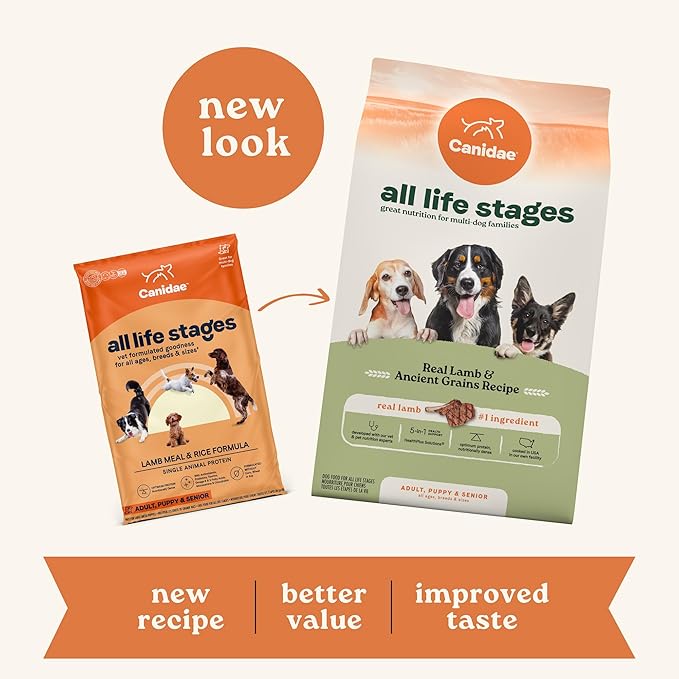 Canidae All Life Stages Real Lamb & Ancient Grains Recipe – High Protein Premium Dry Dog Food for All Ages, Breeds, and Sizes– 5 lbs.