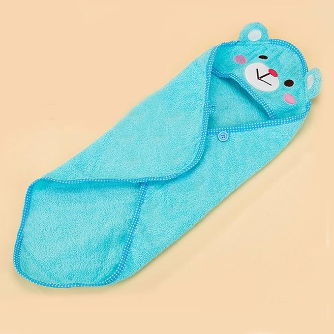 Goclothod Pet Hooded Bath Towel Cartoon Drying Bath Towel Absorbent Bathrobe Warm Blanket