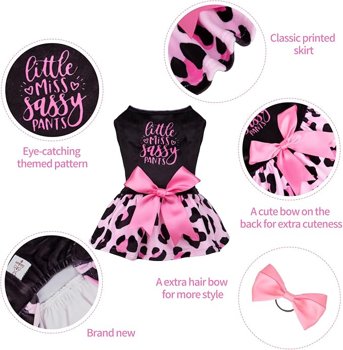 CuteBone Little Miss Sassy Pants Dog Leopard Print CVA15L-D