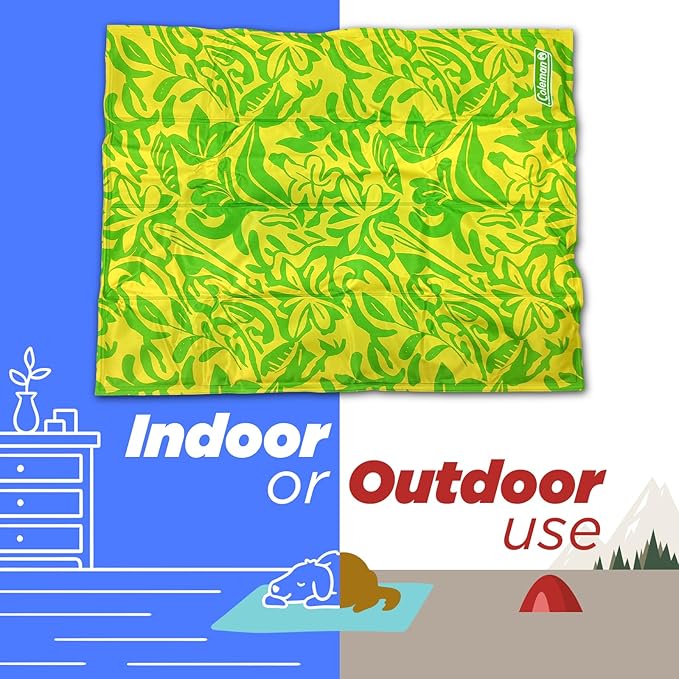 Coleman Small Green Botanical Pattern Reversible Cooling Mat 18” x 24”