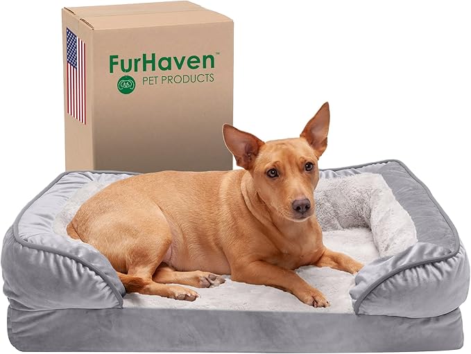 Furhaven Orthopedic Dog Bed for Medium/Small Dogs w/ Removable Bolsters & Washable Cover 35 lbs