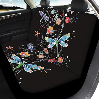 Dragonfly Flower Cat Seat Covers for Cars Full 4PC for