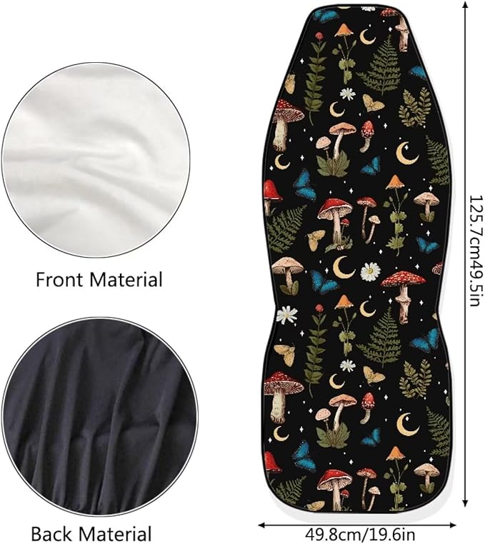 Mushroom Daisy Print Car Seat Covers Front Seats Only Set for Women Men