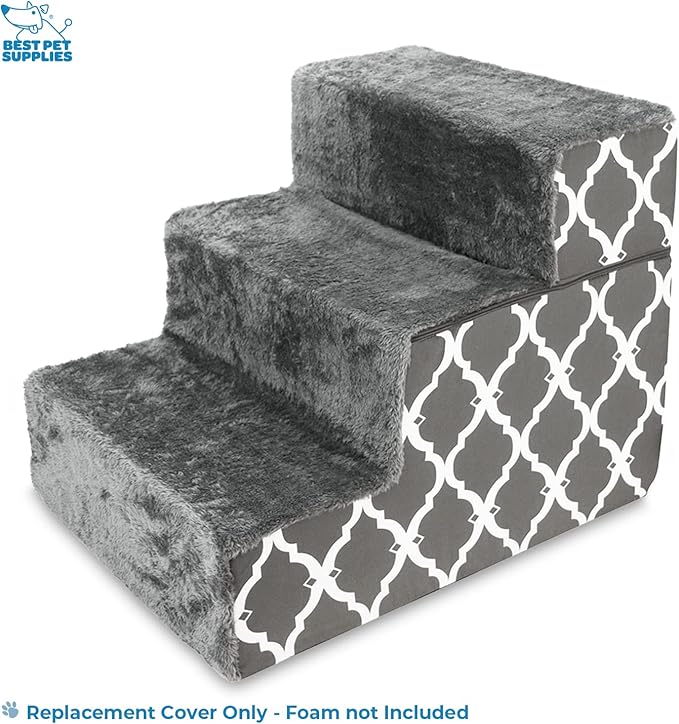 Best Pet Supplies Foldable Pet Stairs Cover for Foam Dog Ramps 3-Step