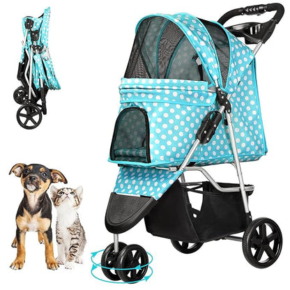 Dog Stroller for Small Dogs 3 Wheels,