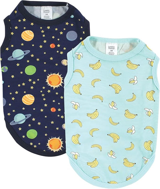 Luvable Friends Dog Pet Dog and Cats Cotton T-Shirts 2pk