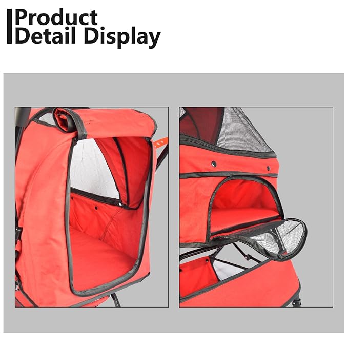 Reversible Handlebar Pet Stroller for Medium Dogs 360 Rotating 2 Security