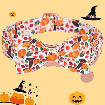 DOGWONG Fall Dog Collar with Bowtie