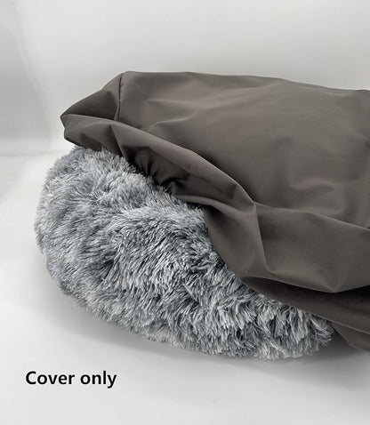 Canvas Round Dog Bed Cover Waterproof 36 Inch Grey