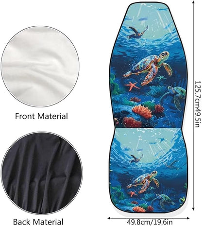 Sea Turtle Printed Car Seat Covers Washable Seat Protector for Women Men Bottom Seat Cushion Covers