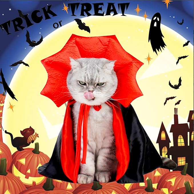 Halloween Dog Costume Pet Vampire Cape Devil Costume Dog Halloween Cloak Cape Funny Halloween Outfits for Small Medium Dogs Puppy Witch Clothes Cosplay Wizard Outfit Party Cosplay Costumes