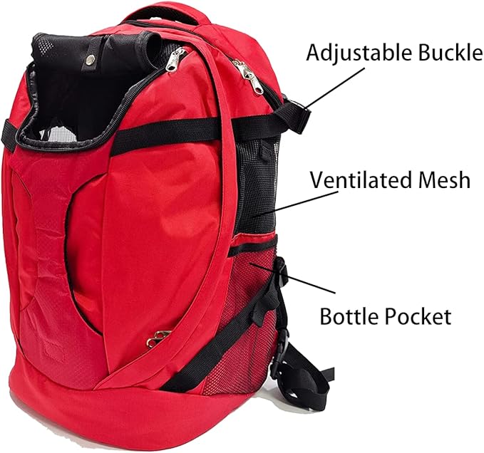 Large Pet Cat Backpack Dog Backpack for Most Dog Sizes Travel&Hiking Pet Carrier Backpack with Safety leash large Ventilations Double-layer Structure (RED)