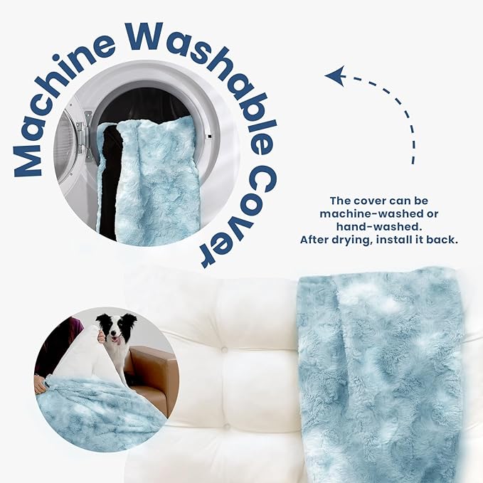 Washable Dog Bed Deluxe Breeds.29 * 22",Blue