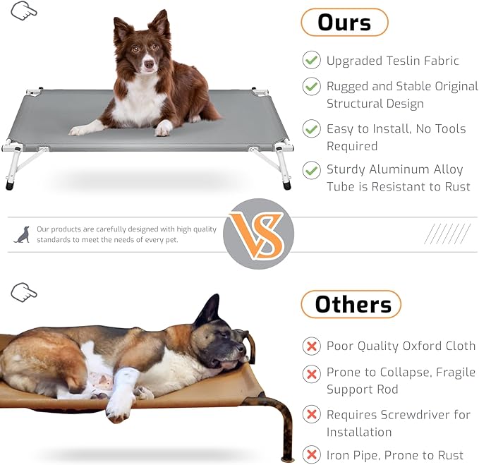 Dog Beds Large Sized Dog: Raised Elevated Cooling Cots Chew Proof Dog Bed