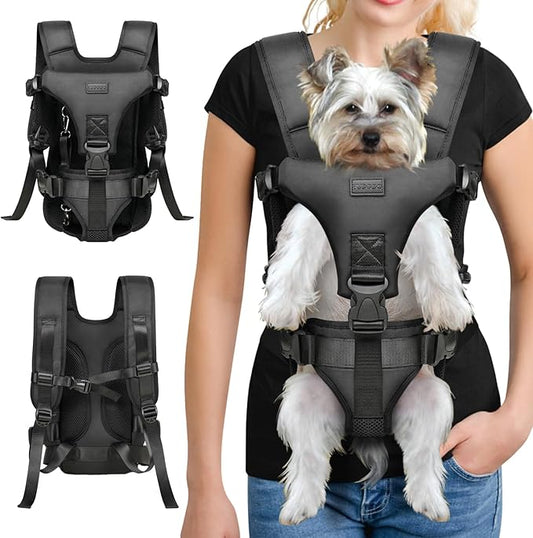 YUDODO Pet Dog Front Carrier Backpacks Multiple Adjustable Small Dog Chest Carrier Legs Out Easy-Fit Dog Travel Backpack Carrier for Hiking Camping for Small Medium Dogs Cats and Rabbit (Medium,Black)