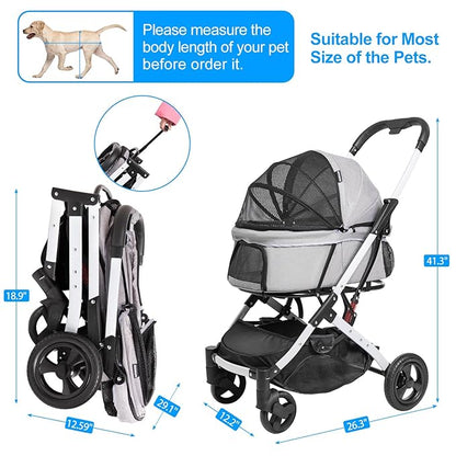 Pet Stroller for Middle Dogs Cats with Pets