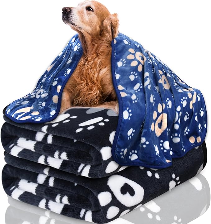 1 Pack 3 Dog Blankets for Medium Dogs, Soft Fleece Dog Blanket Fluffy Pet Blanket Warm Sleep Mat Cute Paw Print Puppy Cat Blanket, Flannel Throw for Washable Dog Bed, Blanket for Dogs, 41"X31"