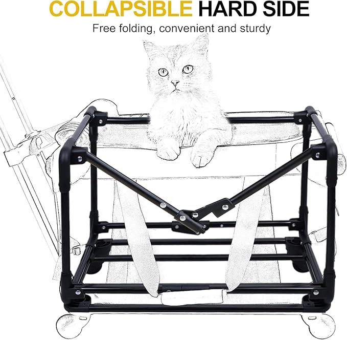 Wheeled Large Cat Carriers for Large Cats 15-25 lbs,Cat Carrier on Wheels for Large Cats 20 lbs,Collapsible Hard Side,Rolling Cat Carrier on Wheels for Large Cat,Waterproof,Driver,Not Airline Approved