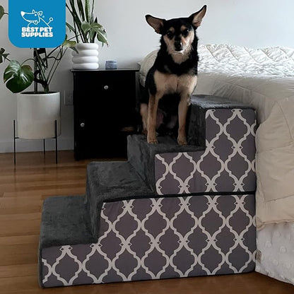 Best Pet Supplies Foldable Foam Pet Steps for Small Dogs and Cats 4-Step