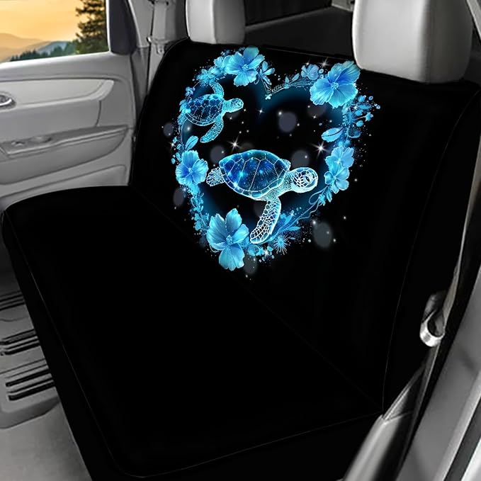 AFPANQZ Sea Turtle Print Car Rear Seat Covers 2Pcs Blue