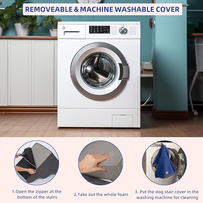 Pettycare Dog Stairs Ramp for High Beds and Couch 2 Steps,Navy