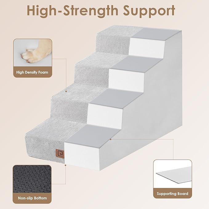 EHEYCIGA Dog Stairs for Small Dog 19.7”H 4-Step Slope